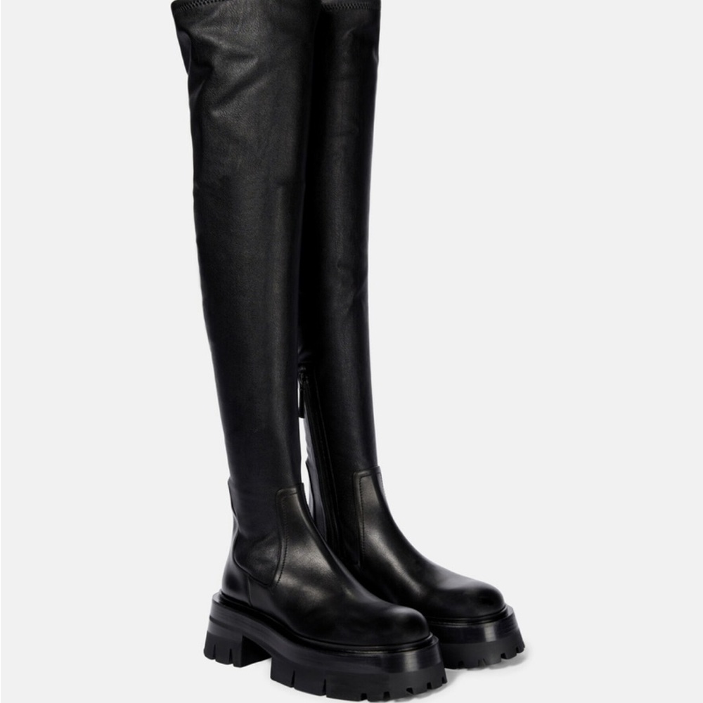 VERSACE LEONIDIS Leather Over Knee Women's Boots